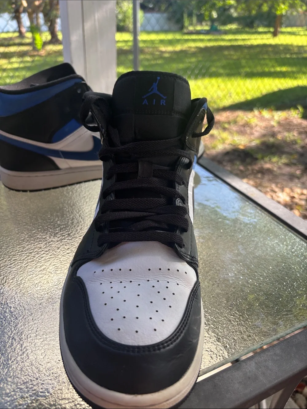 Air Jordan 1 Mid Racer Blue Black White Men’s Size 12 554724-140